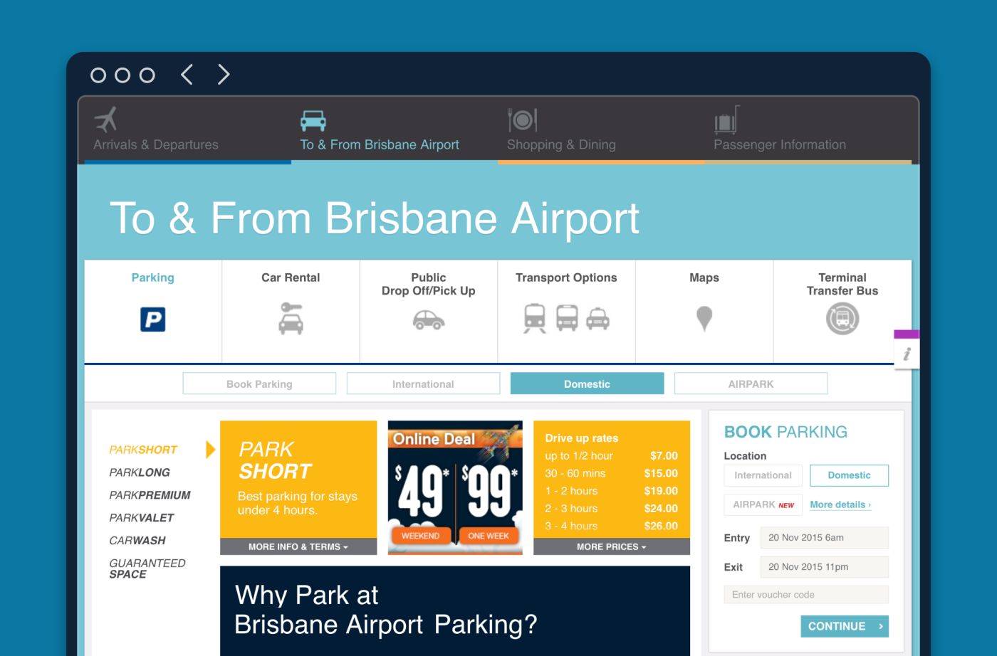 Screenshot #2 of Brisbane Airport Desktop Website