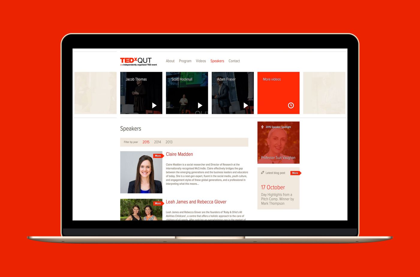Screenshot #1 of TEDxQUT Website