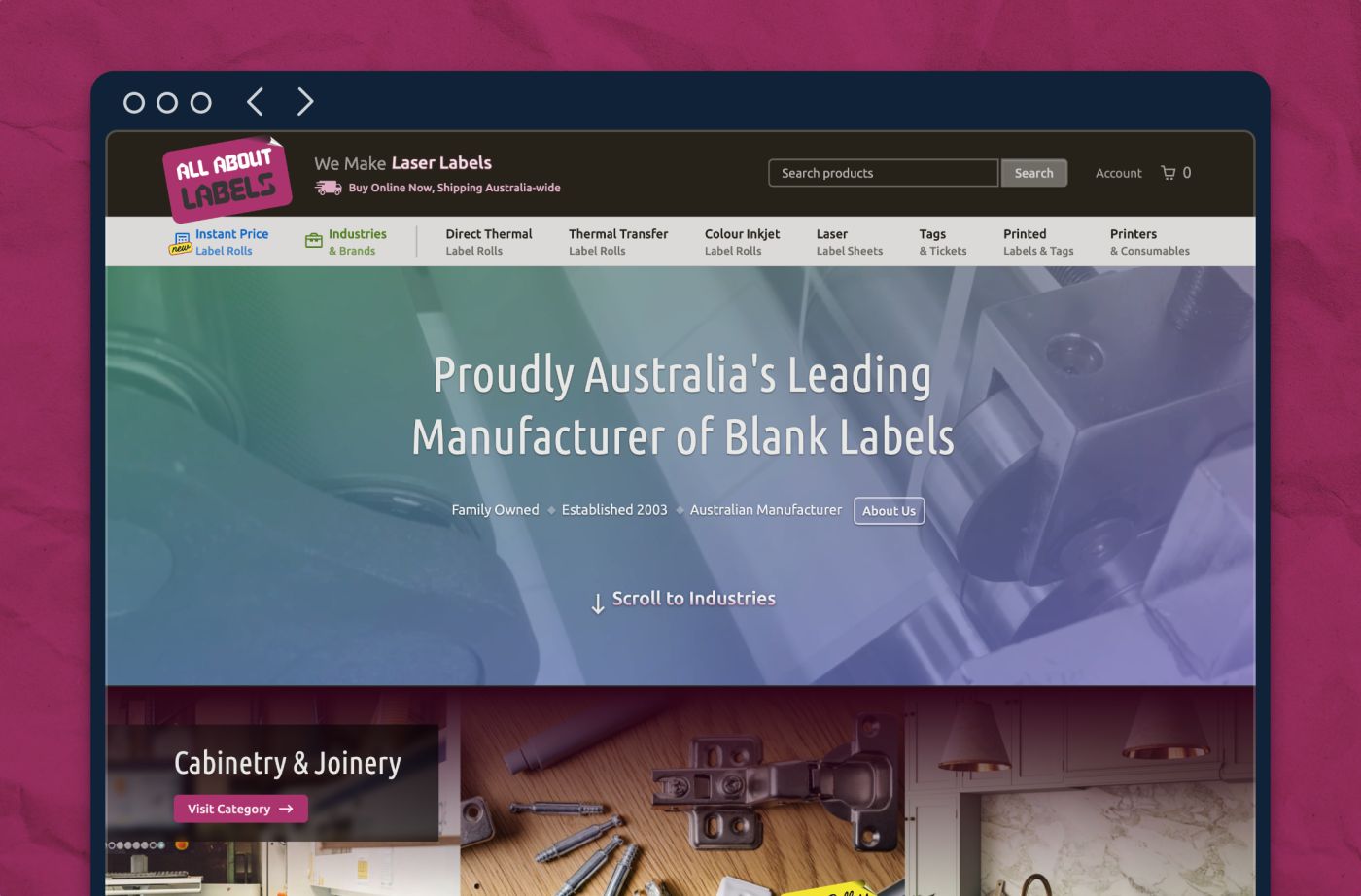 Screenshot #1 of All About Labels Website